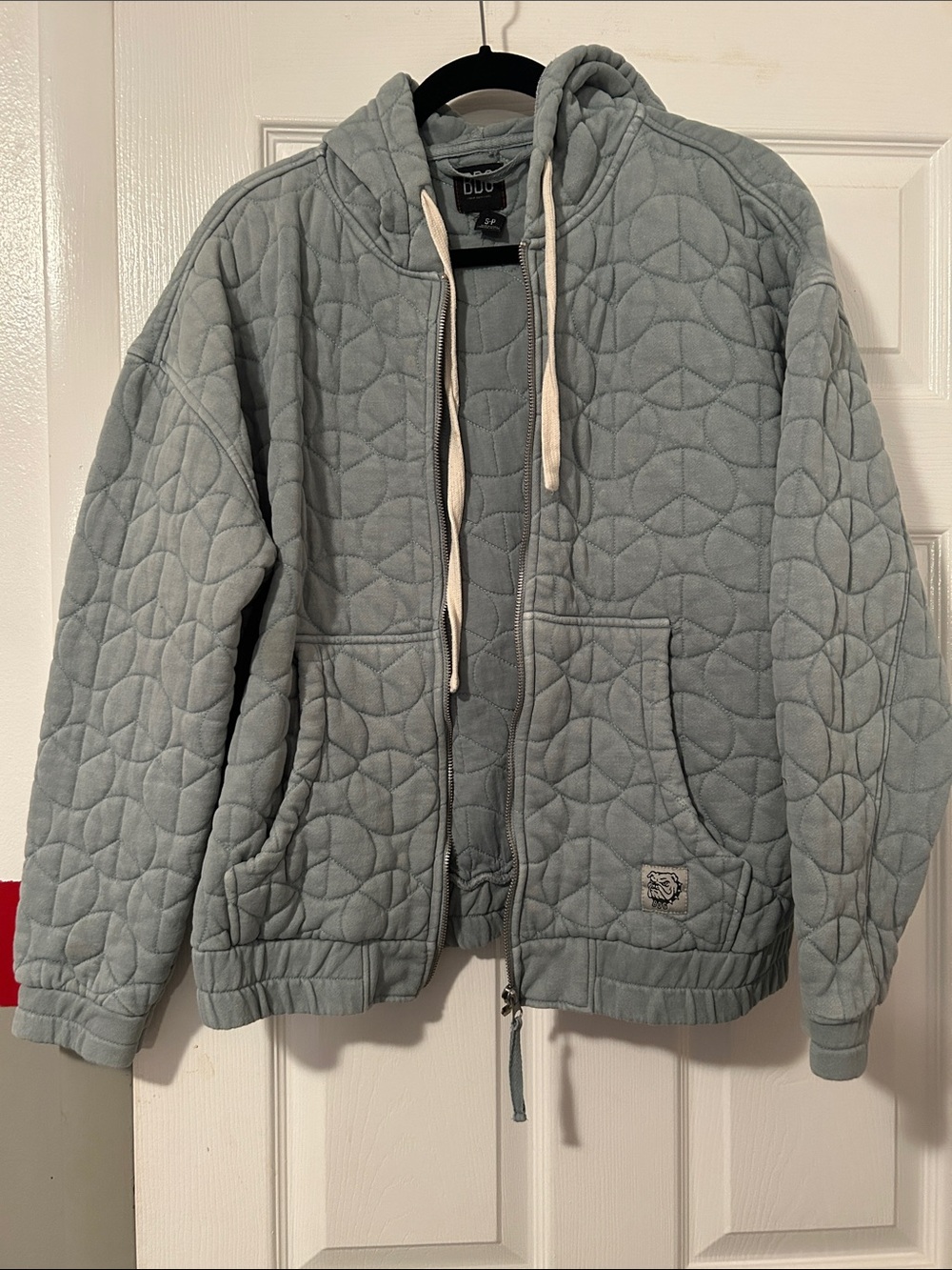Urban Outfitters Quilted Hooded Puffer Jacket in Light Gray